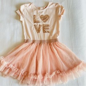 bmagical blush/rose gold sequins, LOVE ❤️ tutu dress. Girls size 6. GUC